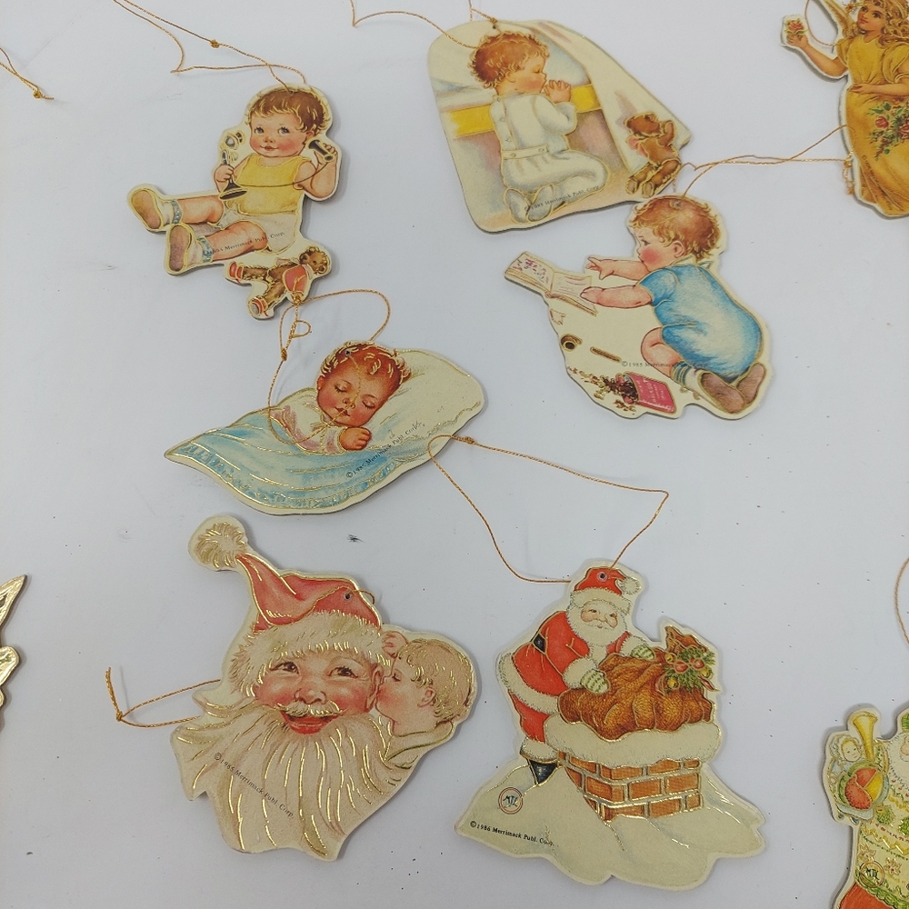 Merrimack Die Cast Cardboard Ornaments Lot Of 24 Vintage 1979 1985 1986 Angels - Picture 3 of 9